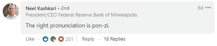 odpoveď Neela Kashkariho. Zdroj: LinkedIn