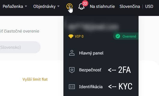Zabezpečenie a overenia na Binance. Zdroj: Binance