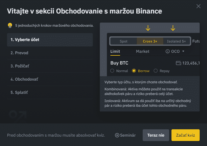 Maržová burza. Zdroj: Binance