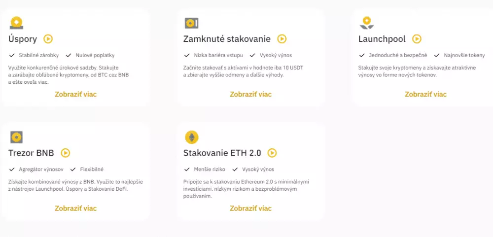 Staking na Binance. Zdroj: Binance