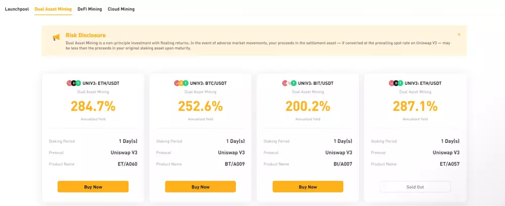 Dual asset mining. Zdroj: Bybit