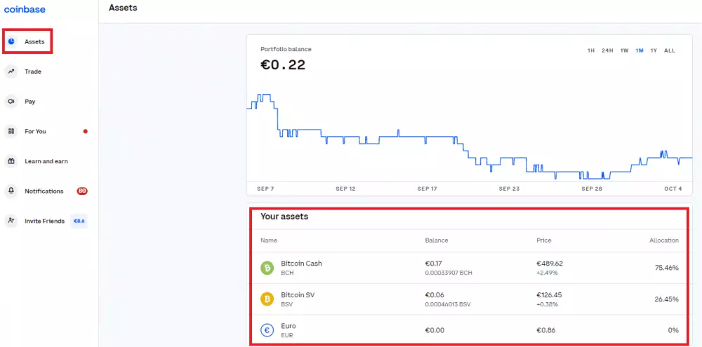 Peňaženka. Zdroj: Coinbase