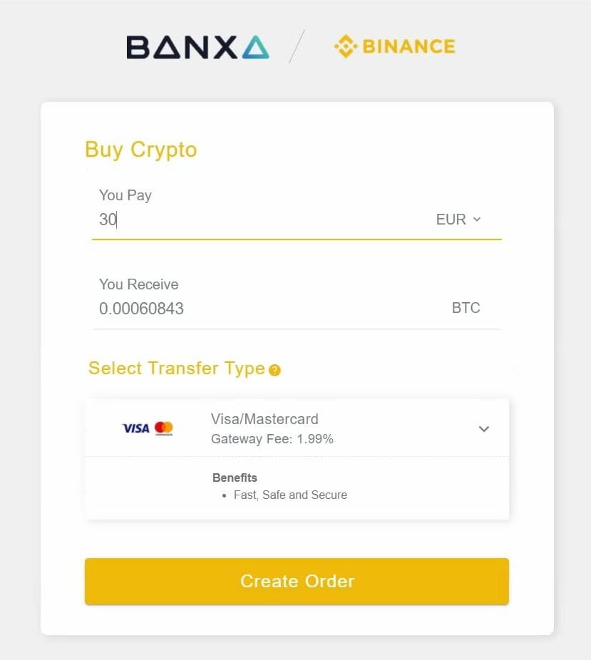 Banxa vklad na Binance