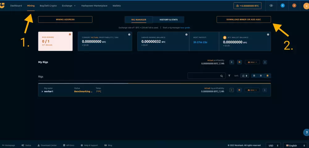 Stiahnutie aplikácie na ťažbu cez Nicehash