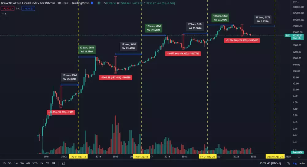 Bitcoin: mesačný graf