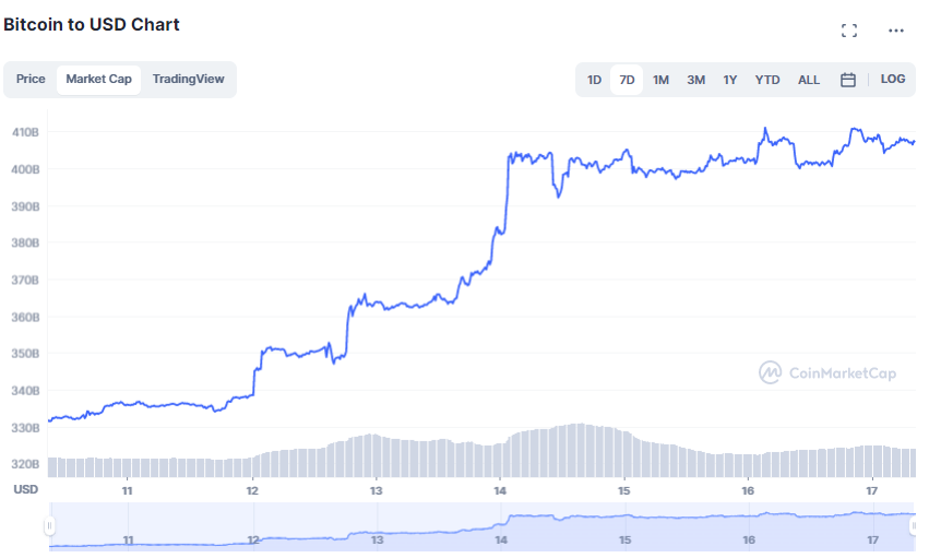 Bitcoin: trhová kapitalizácia