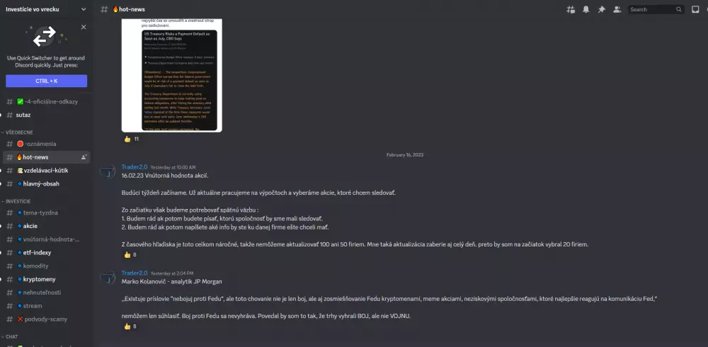 Ukážka Discord komunity