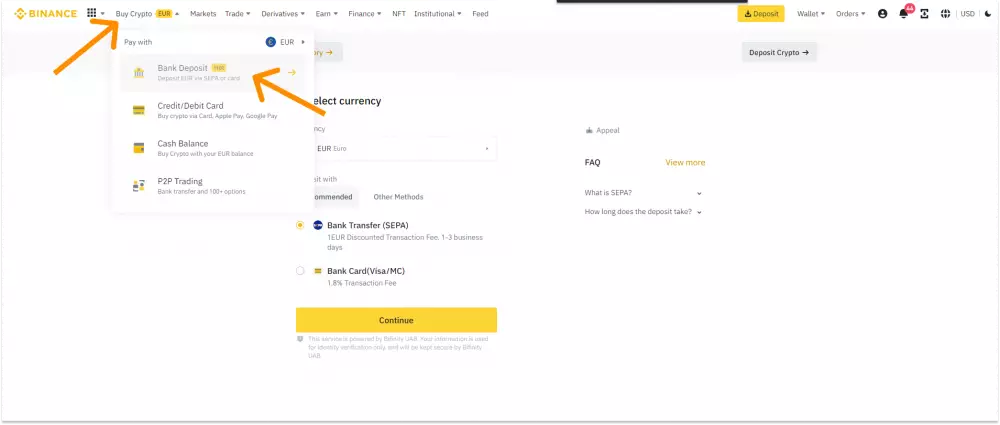 Vklad na burzu Binance