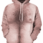 mikina s potlačou chlpatej muźskej hrude