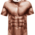 tričko s potlačou svalnatej muźskej hrude