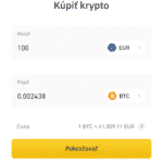 Vklad kreditnou kartou - 1. krok. Zdroj: Binance