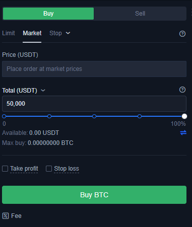 Market pr&iacute;kaz na n&aacute;kup. Zdroj: Okex