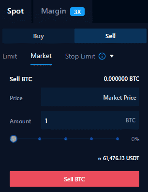 Market príkaz na predaj. Zdroj: Crypto.com