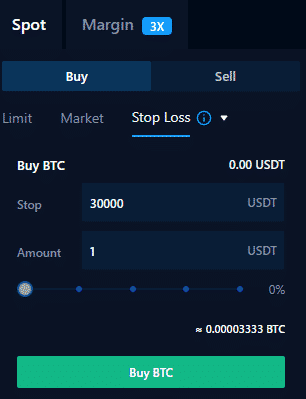 Stop-loss príkaz na nákup. Zdroj: Crypto.com